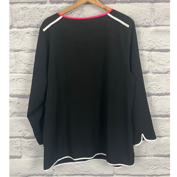 Catherines Womens 1X Minimalist Career Artsy Modest Y2K 90s Colorblock Blouse - Picture 4 of 9